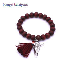 Beaded Bracelet Bohemian Style Yoga Beads Alloy Bull Head Tassel Bracelet Charm Bracelets for Women Jewelry Gifts 2024 - buy cheap