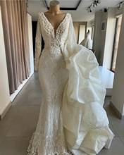 Vestidos De novia De sirena con apliques De encaje De tren desmontable, precioso vestido De novia De manga larga hecho a medida De campo, 2020 2024 - compra barato