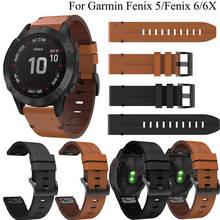 Ремешок кожаный для Garmin Fenix 6/6X, сменный быстросъемный браслет для смарт-часов Garmin Fenix 5/5 Plus/5X, 22 мм 26 мм 2024 - купить недорого