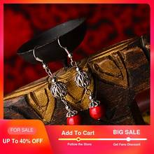 ethnic drop earrings hanging for women Red natural stone ball Zinc alloy pumpkin dangle hook style vintage simple jewelry 2017 2024 - buy cheap