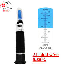 Refratômetro portátil testador de álcool (0-80%), oenômetro, medidor de licor com atc 2024 - compre barato