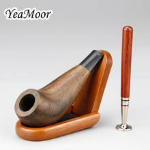 New Mini Smoking Pipe 3mm Filter Ebony Wood Pipe 2in1 Tobacco Tamper Wooden Stand Handmade Tobacco Pipe Gift Set 2024 - buy cheap