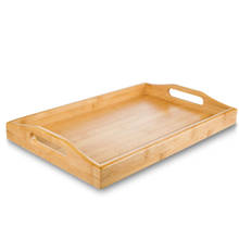 1x 38*25cm / 15*10inch Flat Kung fu Tea Tray with Handle Solid Plate Bamboo Gongfu Tea Serving Tray Table 2024 - buy cheap