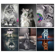 5d DIY Diamond Painting Set Animals Picture Cute Cat Confidence Full Drill Square Diamond Art Paintings Accessoires Home Decor 2024 - buy cheap