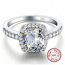 Real 100% 925 prata esterlina anéis de casamento para as mulheres princesa-corte 5a cz anel de noivado simulado diamante platina jóias 2024 - compre barato