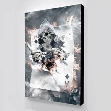 Wall Art Poster Painting Canvas Poker Skull Canvas Printmaking Decorative Poster Nordic Style Wall Picture Tableau Mural 2024 - buy cheap