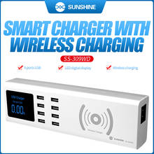 SUNSHINEtools-cargador rápido USB de 8 puertos, adaptador de teléfono móvil, cargador inalámbrico, estación de carga para iPhone, Huawei, Xiaomi, mesas 2024 - compra barato