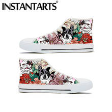 INSTANTARTS Women Vulcanized Classic High Top Canvas Shoes Cartoon French Bullbloom Print Casual Ladies Sneaker Chaussures Femme 2024 - buy cheap