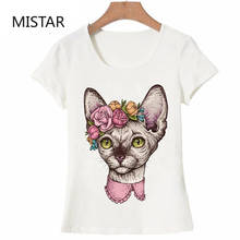 Kawaii Sphynx Cat Printed Cute Cartoon T Shirt Women Casual White Tops Casual T Shirt Short Sleeve Graphic Tees Women 2024 - buy cheap