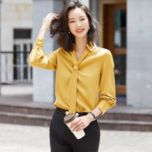 Novelty Yellow Blouses Shirts for Women Business Work Wear OL Styles Long Sleeve Autumn Winter Blouse Shirt Tops Clothes 2024 - buy cheap