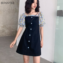Dresses Women Puff Sleeve High Street Summer Mujer Patchwork Students A-line Korean Style Leisure Female Trendy Harajuku Daily 2024 - buy cheap