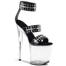 Sexy fashion high heel sandals, rivet vamp transparent waterproof platform, 20 cm high heel steel dance sandals 2024 - buy cheap