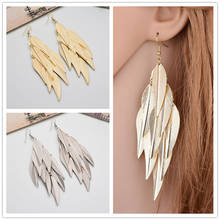 Fashion Metal Willow Leaf Line Pattern Inlaid Drop Earrings Korean Tree Leaves Pendent Earrings for Women Girls Ear Jewelry Gift 2024 - buy cheap