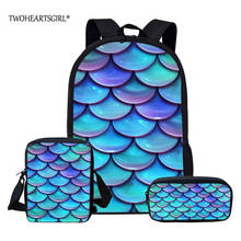 Twoheartsgirl sereia escala impresso bookbags para meninas adolescentes elementar colorido sacos de escola crianças bonito estudante mochila conjunto 2024 - compre barato