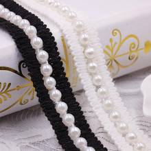 1Yards/Lot White Pearl Beaded Lace Trim Embroidery Lace Ribbon African Lace Fabric DIY Collar Sewing Garment Headdress Materials 2024 - buy cheap