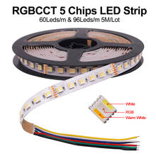 Tira de luces LED RGB CCT 5050, 30LED/m, 60LED/m, 96LED/m, cinta Flexible 5 en 1, luz LED DC12V DC24V 5 m/lote 2024 - compra barato
