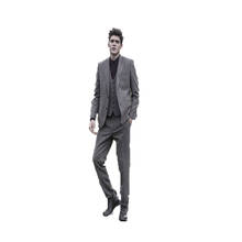Новое поступление 2020, серый твидовый повседневный мужской костюм, приталенный зимний смокинг из 3 предметов, блейзер на заказ, костюмы для выпускного вечера жениха (пиджак + брюки + жилет) 2024 - купить недорого