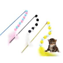 Random Color Cat Feather Teaser Interactive Funny Colorful Pom Pom Cat Bell Wand Kitten Teaser Toy Funny Training Toys 2024 - buy cheap