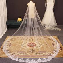 High Quality Long Wedding Veil Partial Lace Cathedral Bridal Veil with Comb One Layer 3 Meters Bride Veil Wedding Accessories 2024 - buy cheap