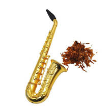 Saxofón único Mini portátil para fumar pipas de Metal, molinillo de Pipa de tabaco, amoladora de cachimba dorada, regalos para hombre 2024 - compra barato