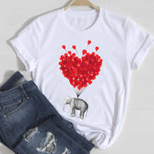 T-shirts Women Elephant Love Valentine Trend Style 2021 Spring Summer Clothes Graphic Tshirt Top Lady Print Female Tee T-Shirt 2024 - buy cheap