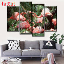 FATCAT-pintura de diamante 5D Diy "Flamenco", bordado de diamantes de imitación cuadrados o redondos, estilo punto de cruz, pájaros rojos, AE1617, 4 piezas 2024 - compra barato