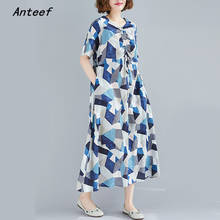 short sleeve cotton linen vintage dresses for women casual loose long woman summer dress elegant clothes 2021 sundress 2024 - buy cheap