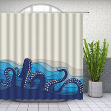 Cortinas de ducha con diseño de dibujos animados, visillo de baño de poliéster impermeable con diseño abstracto de animales del caramelo, pulpo, sirena, tentáculo, Frabic 2024 - compra barato