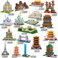 Diamond City Architecture Taj Mahal Pink Swan Castle Micro Building Blocks Great Wall Effiel Tower Cambridge Paris Louvre Toys 2024 - buy cheap