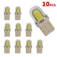 Lâmpada led, 10 pçs, t10, w5w, 194, 168, cob, 8smd, lâmpada de apuramento de cunha, gel canbus, luz interior, branco, vermelho, 12v 2024 - compre barato