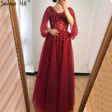 Serene Hill Wine Red Luxury Evening Dresses Gowns 2021 A-Line Beading Sexy For Women Party Dress LA70855 2024 - buy cheap