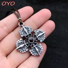 Real 999 pure silver Chinese style men's metal pendant personality four-corner flying knife jewelry 2024 - buy cheap