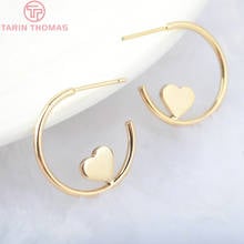 6 uds diámetro 20MM 24K Color oro latón con corazón pendientes bucle alta calidad Diy accesorios joyería hallazgos 2024 - compra barato