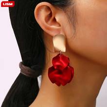 Korea Hot Fashion Jewelry Acrylic Paint Romantic Leaves Rose Petals dangle Earrings Gold Copper Earrings for women gift 2024 - buy cheap