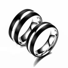 AsJerlya-anillos de acero inoxidable para mujeres y hombres, joyería clásica de boda, Color negro y plateado, banda de promesa 2024 - compra barato