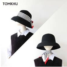 TOMKHU Elegant Vintage French Hepburn Black Mesh Red Straw Hat UV Beach Hat Female Summer Big Brim Vacation Women Sun Cap 2024 - buy cheap