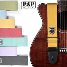 Correa de guitarra ajustable de algodón puro, correa de guitarra acústica colorida con cabeza de cuero, 7 colores opcionales 2024 - compra barato