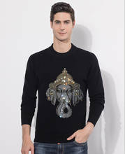 Suéter pulôver masculino de algodão, blusão com gola redonda, outono preto, tricô com pedra de diamante, roupa preta 2024 - compre barato