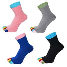 Calcetines de cinco dedos coloridos para mujer, calcetín de altura media, cómodos, tobilleros, cálidos, para invierno 2024 - compra barato