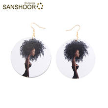 SANSHOOR Afro Black Woman Wood Earrings Natural Hair Afrocentric Ethnic Bohemia Jewelry For Women Girls Christmas Gift 1Pair 2024 - buy cheap