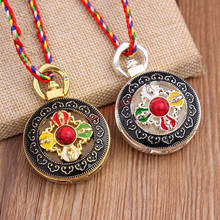 Tibetan Buddhist product, gold-plated silver painted Xiangyun lotus cross Vajra pestle and Gabu Box Necklace Pendant 2024 - buy cheap