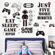 ПК геймер наклейки на стену Декор Eat Sleep игровой видео геймпад плакаты ПВХ росписи художественные наклейки украшение дома 2024 - купить недорого
