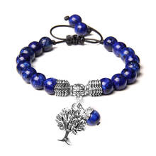 Pedra natural trançado pulseira vida árvore charme pulseiras para mulheres ametistas lava tigre olho contas étnica artesanal jóias 2024 - compre barato