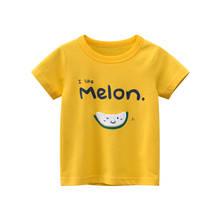 Camiseta de manga corta de algodón con dibujos animados para niños, camisetas de 3 colores, ropa, Color sólido, verano 2021 2024 - compra barato