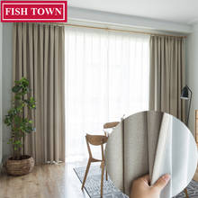 Cortinas black-out de linho falso peixes, cortinas para cozinha, quarto, janela, cores sólidas, para sala de estar, customizadas 2024 - compre barato