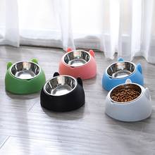 Tigela antiderrapante de aço inoxidável para gatos e cachorros, 200ml, suporte elevado, tigela para alimentação de gatos, comida, produto alimentador de cães 2024 - compre barato