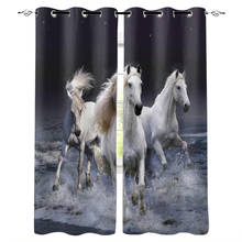 White Horse Sky Sea Window Treatments Curtains Valance Living Room Curtains Kitchen Outdoor Drapes Decor Print Kids Window 2024 - buy cheap