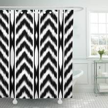 Colorful Abstract Black and White Ikat Design Bohemian Bathroom Curtain Waterproof Polyester Fabric 72 x 72 Inches Set with Hook 2024 - buy cheap