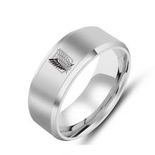 Кольца со стальными кольцами в стиле панк для косплея Эрена, кольца 8 мм из аниме «Атака Титанов», Крылья Свободы, пальцы, кольца для мужчин и женщин 2024 - купить недорого