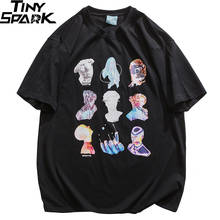 Camiseta de Hip-Hop para hombre, ropa de calle Harajuku, Camiseta con estampado de estatua, camiseta de manga corta de algodón, camisetas de Hip-Hop 2021 2024 - compra barato